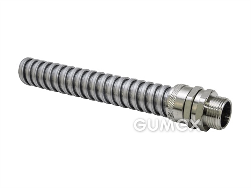 Koncovka pro kovové kabelové chráničky Adaptasteel B přímá pro chráničky S/SS, 16mm, vnější závit M16, IP40, poniklovaná mosaz, -50°C/+300°C